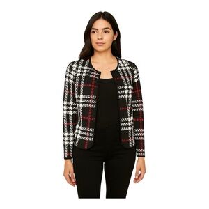 Cranlege Houndstooth Plaid Open Front Jacket Size XXL EU 46 US 14